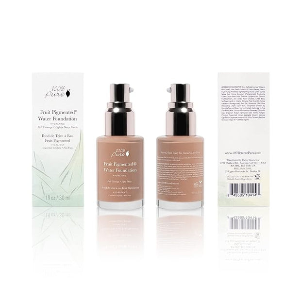 100% PURE Water Foundation Full Coverage Hydrating Makeup, Fl Oz