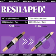 CCbeauty 2-IN-1 Matte Contour Stick,Cream Dual Highlight Concealer