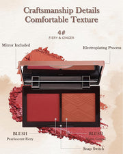 Matte Blush Powder Palette-2Colors Cruelty-Free Buildable Facial Cheek for Women-04