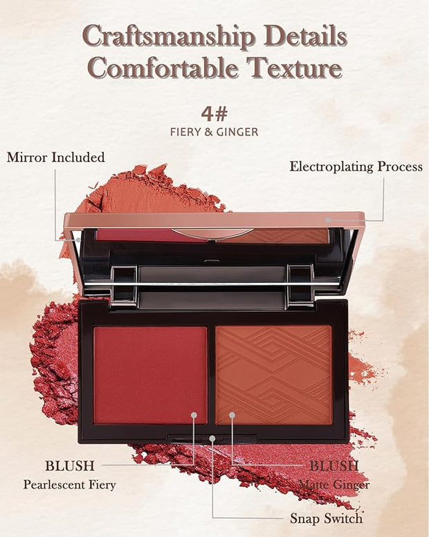 Matte Blush Powder Palette-2Colors Cruelty-Free Buildable Facial Cheek for Women-04