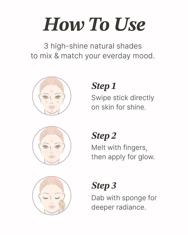 Glint Stick Highlighter (Rosy Moon, 0.) - Multi-Use Nose, Lips. 24oz