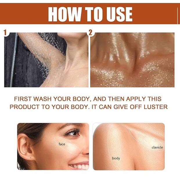 Shimmer Body Oil,Long Lasting Waterproof Face Brighten Glow Golden Brown)