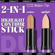CCbeauty 2pcs 2-IN-1 Matte Contour Highlighter Stick with