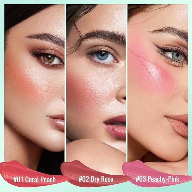 Liquid Blush, Soft Moisturizing Matte Blush, Blendable Face Coral Peach
