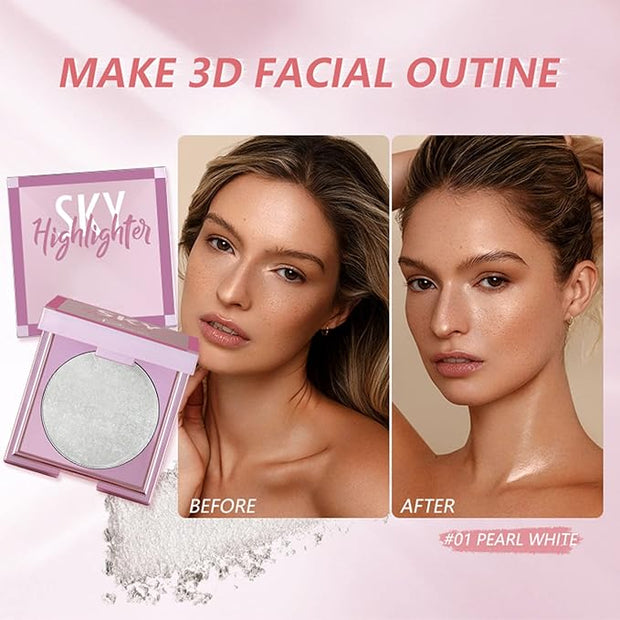 MAEPEOR Face Highlighter Palette 8 Colors Smooth Shimmer Peacock Blue)