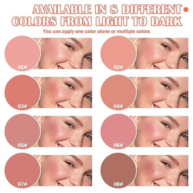 8 Colors Blush Palette,Shimmer Silky Matte Blush Powder