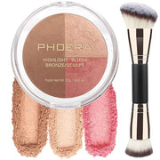 PHOERA Contour Palette,Shades with Highlighter & Bronzer & Makeup (#002)