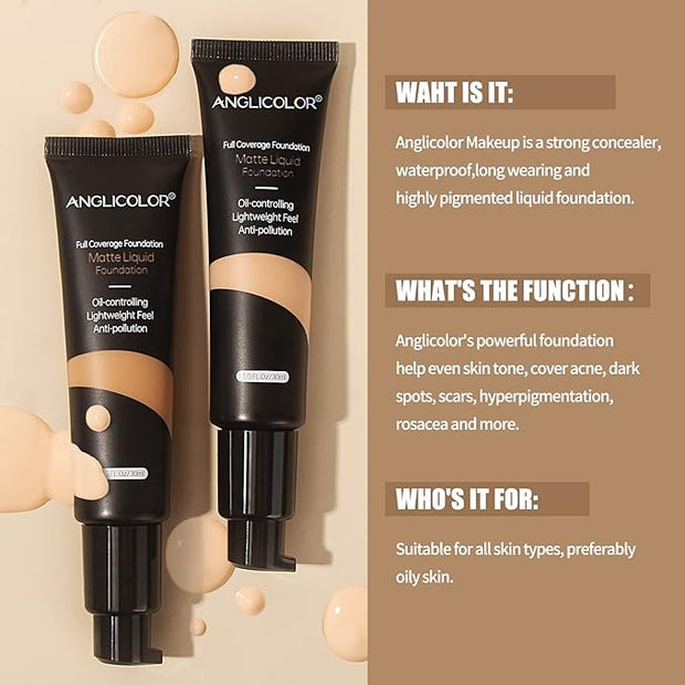 Matte Oil Control Concealer Foundation Flawless Soft Long Buff Beige)