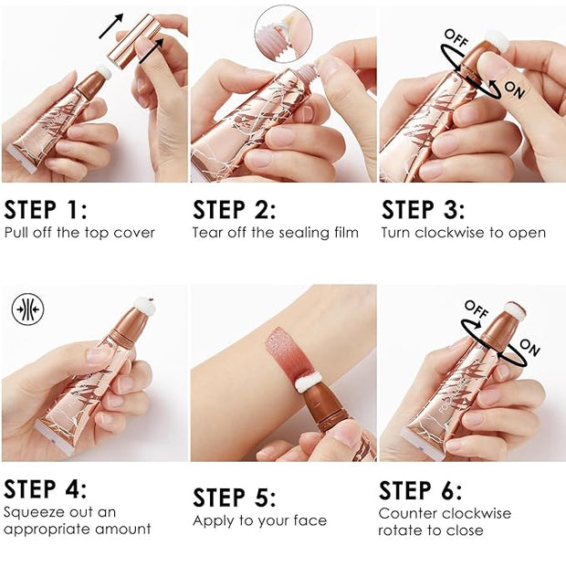 FOCALLURE 3 PCS Liquid Contour Stick,Moisturizing Highlighter,Blush and Makeup,Orchid Vibes