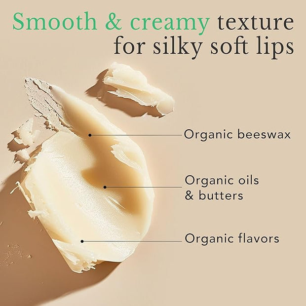 Organic Lip Balm Peppermint - 4 Pack Organic Lip Moisturizer