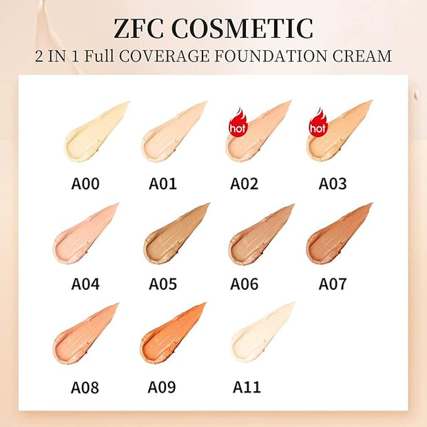 Foundation Makeup Concealer, Medium-to-Full Coverage Foundation Cream, Long
