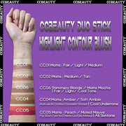 CCbeauty 2pcs 2-IN-1 Matte Contour Highlighter Stick with