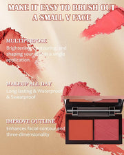 Face Matte Blush Powder Palette-2Colors Buildable Facial Cheek Women Girl-03
