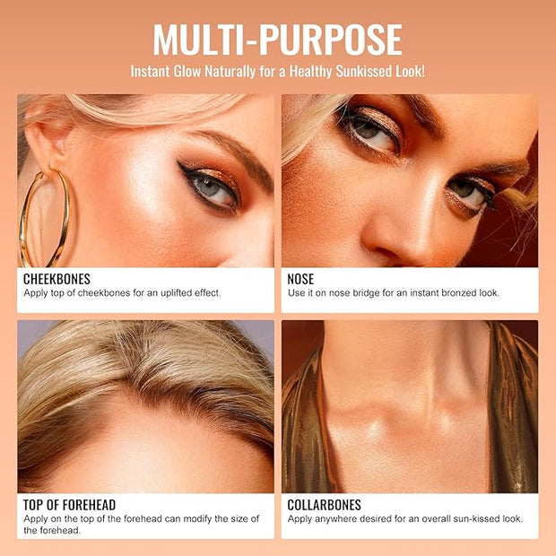 Oulac Matte Bronzer Powder Face Makeup with Mirror Cruelty-Free BS04
