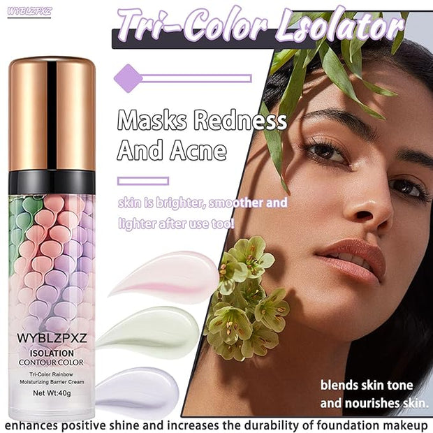 Tri-color Color Corrector Isolation Cream,One Step Color Correcting Correcting Foundation
