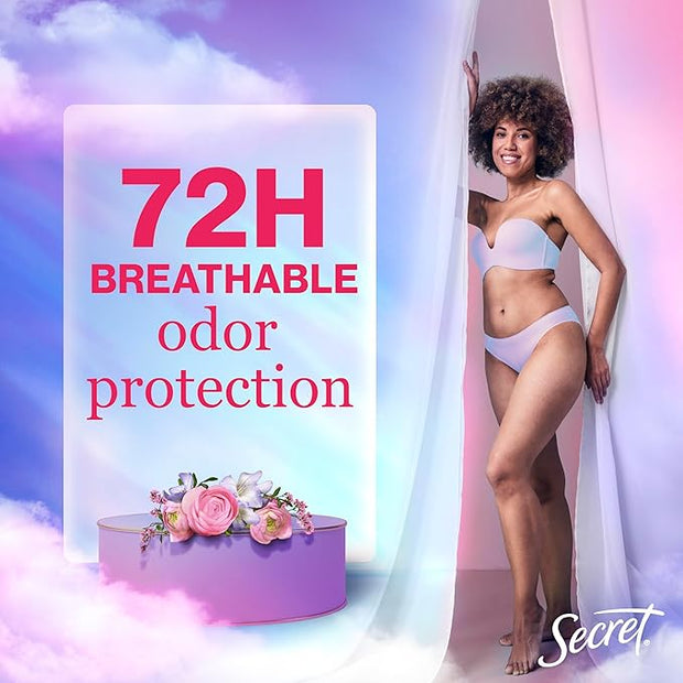 Secret Fresh Antiperspirant Deodorant for Women, 72hr Breathable Sweat & Odor Protection, Instant Freshness & Gentle, PH Balancing Minerals, Clear Gel, Delicate Rose Scent, 2.6 oz (Pack of 2)