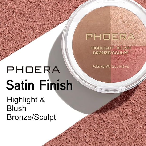 PHOERA Contour Palette,Shades with Highlighter & Bronzer & Makeup (#003)
