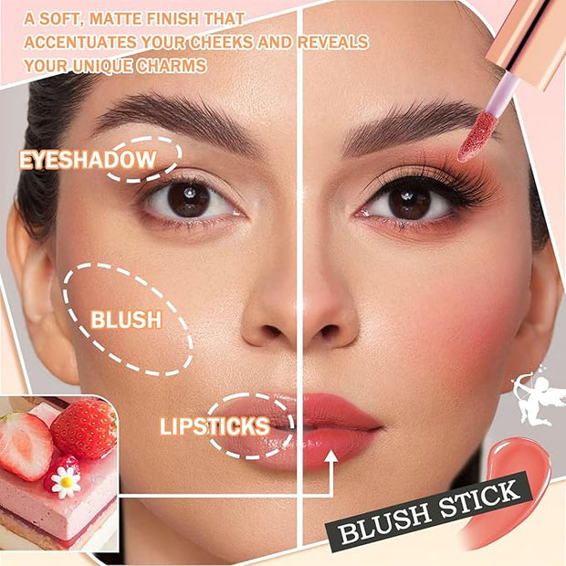 4PCS Liquid Blush,Soft Lightweight Cream Face Blush,Moisturizing Long & Eye