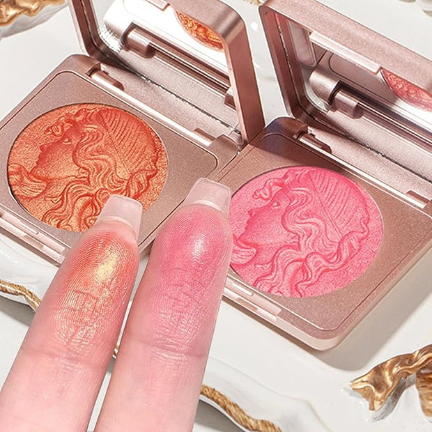 Embossed Smooth Powder Blush Palette for Cheeks, Powder Palette (Pink+Orange)