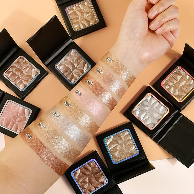Highlighter Shimmer Makeup Palette,Shimmering Glitter Shiny Powder for Gold Powder