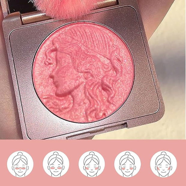 Embossed Smooth Powder Blush Palette for Cheeks, Powder Palette (Pink+Orange)
