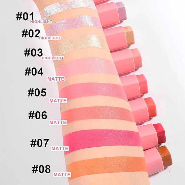 Heart Blush Stick, Matte Rouge Stick, Cheek Contour (01#, 0.) 21 OZ