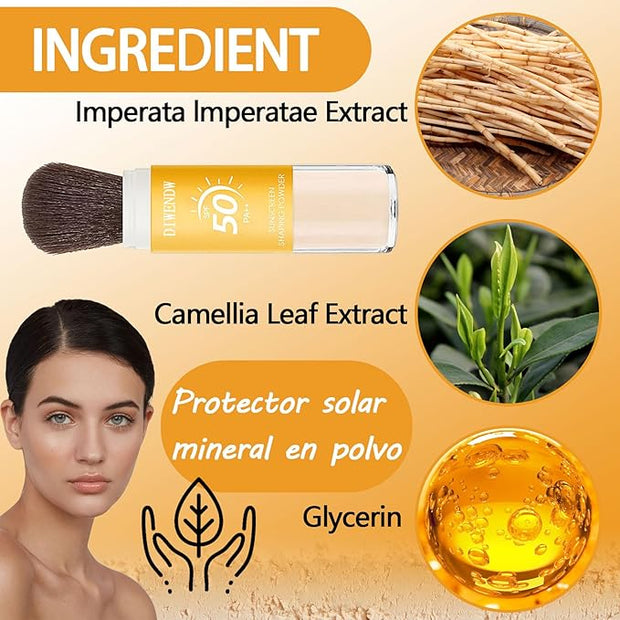 Mineral Sunscreen Setting Powder SPF 50 PA++,Breathable Brush Skin Types