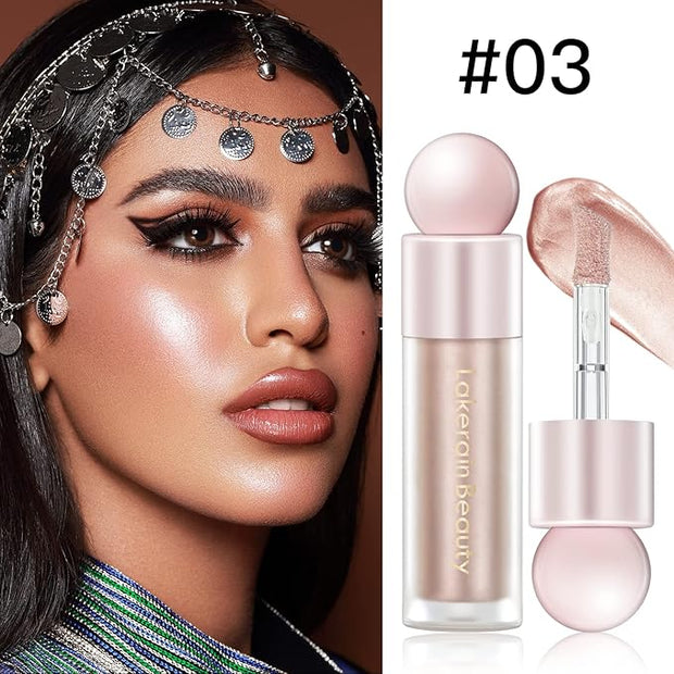 Liquid Highlighter Makeup, Natural Silky Shimmer Finish Liquid Gold Shimmer)