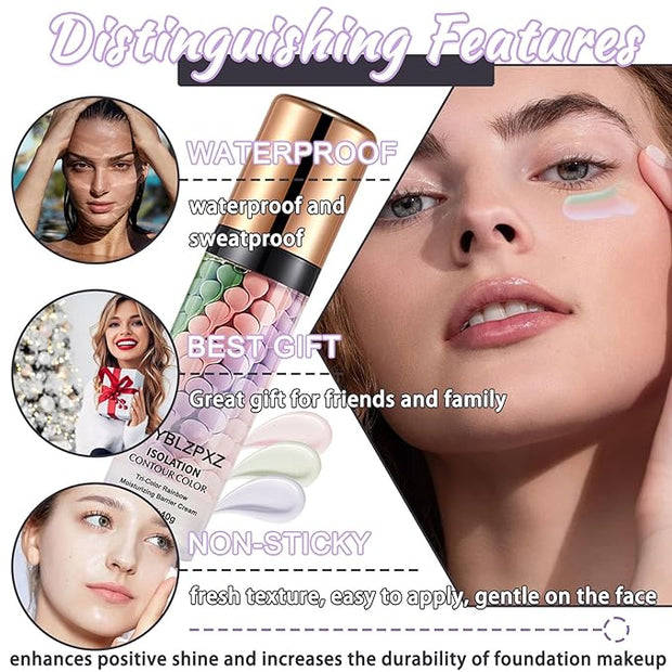 Tri-color Color Corrector Isolation Cream,One Step Color Correcting Correcting Foundation