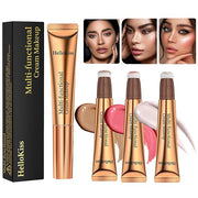 3pcs Contour Beauty Wand, Blush Wand and Liquid +Highlighter Set（#01+#03+#05）