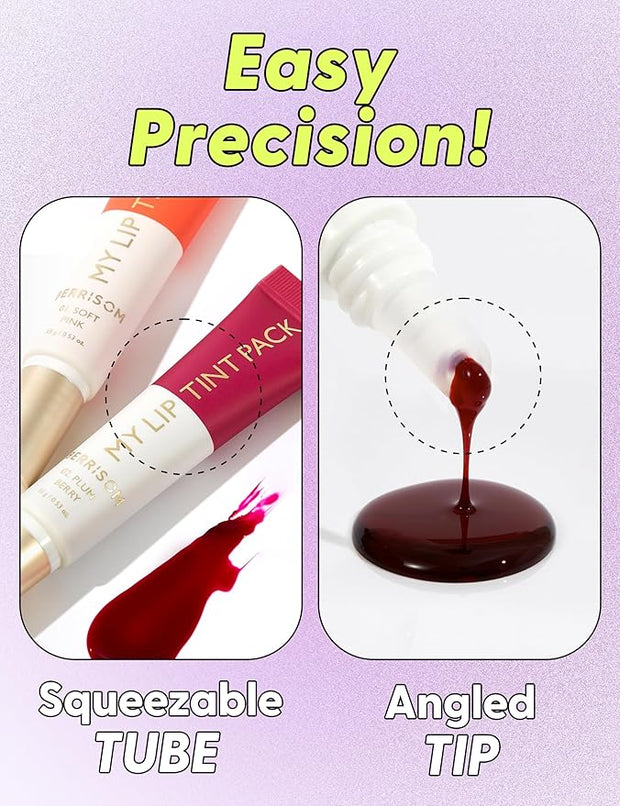 LIP My Tint Pack - Korean Lip Stain Peel Off Pack | Kiss-Proof Korean Lip Tint Long Lasting Lipstain Marker | Waterproof Lip Stain Peel Off Lipstick (02. Plum Berry, 0.50 Fl Oz)