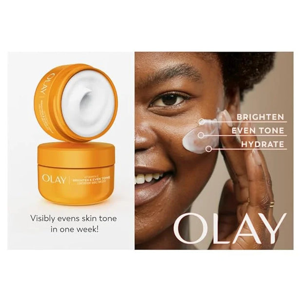 Olay Bright & Even Vitamin C with Lactic Acid Face Moisturizer, 2 oz Lightweight Brightening Face Cream for Uneven Skin To...