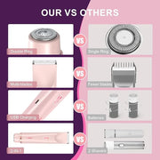 Glow Aura Womens Shaver 2 in 1, Electric Razor, Painless Hair Removal for Face,Body Waterproof Wet & Dry Use Body Hair Tri...