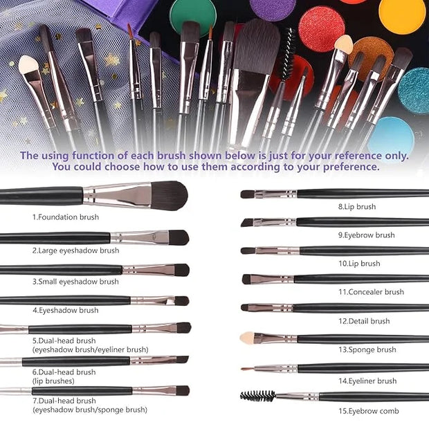 UCANBE Eyeshadow Palette with 15Pcs Brushes Makeup Set,