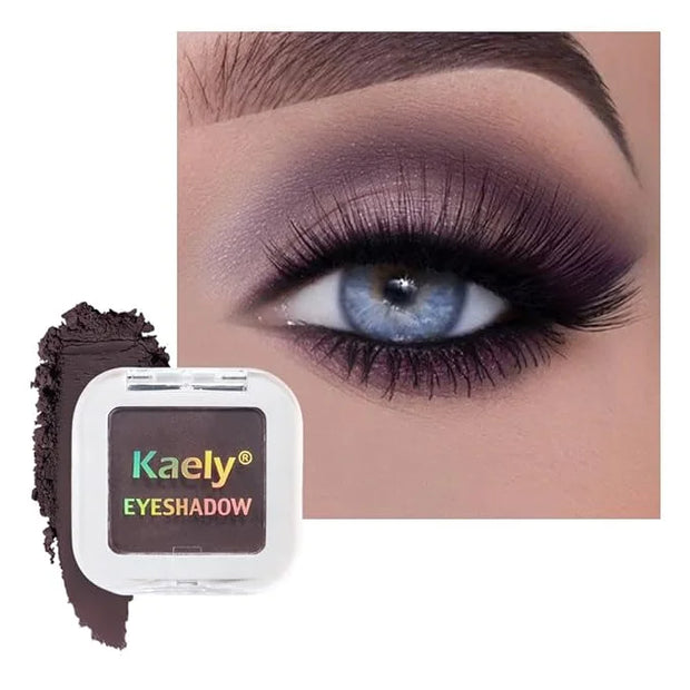 Kaely Pressed Single Eyeshadow Makeup, Smokey Plum Matte Highly Pigmented Monochrome Eye Shadow Palette, Waterproof Neutra...