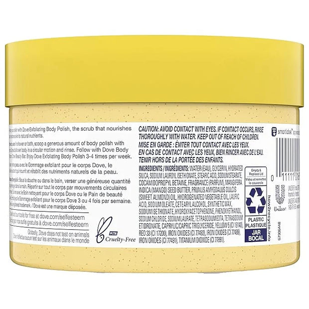 Dove Exfoliating Body Polish Body Scrub Crushed Almond and Mango Butter 4 Count Exfoliating Scrub for Dry Skin Gently Exfo...