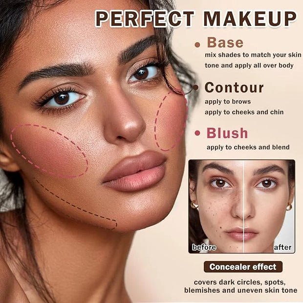 12 Colors Cream Blush Palette Cream Concealer Foundation Palette,Natural Matte Face Makeup Palette with Brush - Product Image