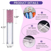 AMORIX 6pcs Lip Gloss Tubes with Wand 5ml Empty Lip Gloss Containers Purple Lipgloss Bottles Crystal Lip Supplies Kit with...