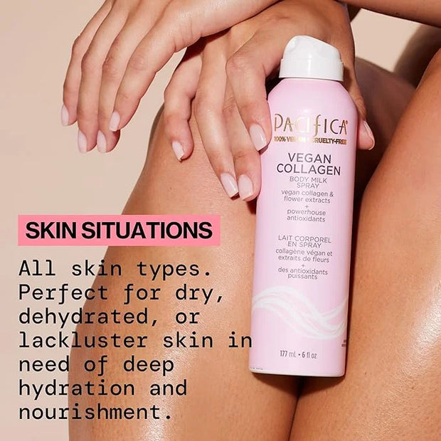 Pacifica Spray Lotion for Body - Vegan Collagen Body Milk Spray – Hydrating Moisturizer Mist Fast-Absorbing Instantly Hydr...