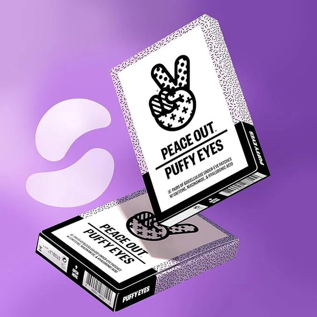 PEACE OUT Skincare Puffy Eyes, Biocellulose Under-Eye Mask, Minimize Puffiness & Tired Eyes with Caffeine and Niacinamide,...