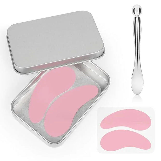 Under Eye Patches Silicone2 Pcs Reusable Eye Patches, Plump Fine Lines & Wrinkles with Metal Eye Cream Applicator, Tin Cas...