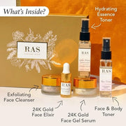 Quick Glow Kit, Hydrating Essence Toner, Exfoliating Face Cleanser, 24K Gold Face Elixir, Face Gel Serum, Face & Body Tone...