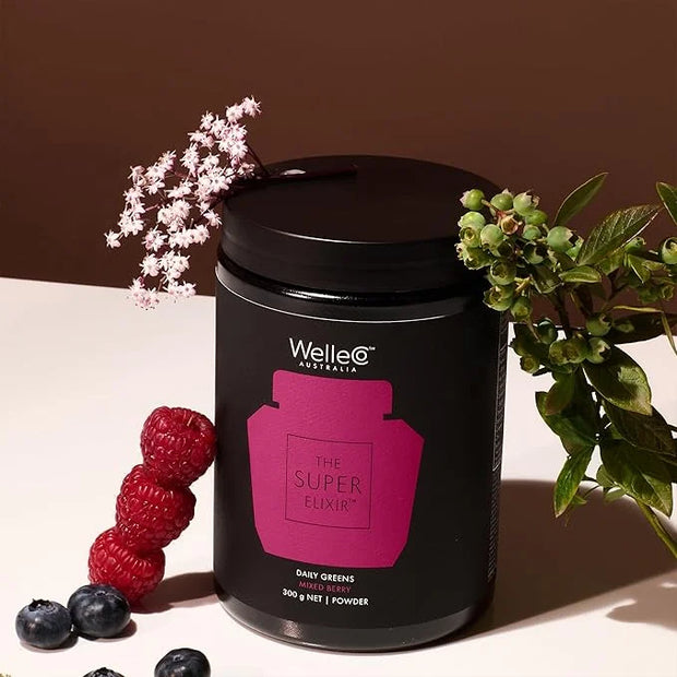 WelleCo The Super Elixir Daily Greens Powder, Probiotic Drink Mix with Whole Foods, Gluten Free, Vegan Gut Health Powder, ...