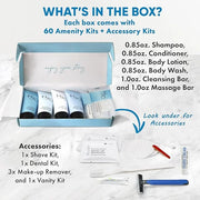 H2O Therapy Amenity & Accessory Kit | 0.85 oz Travel Size Shampoo, Conditioner, Lotion, Body Wash, Massage Bar, Cleansing ...