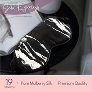 Celestial Silk Mulberry Silk Sleep Eye Mask with Adjustable Elastic Strap (Normal - Adjustable, Black Marble) - Product Image