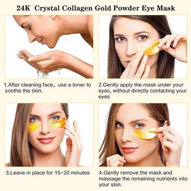 30 Pairs Lip Masks & 24K Gold Eye Mask, Gel Crystal Collagen Eye Patches for Puffy Eyes, Moisturizing & Reducing Fine Line...