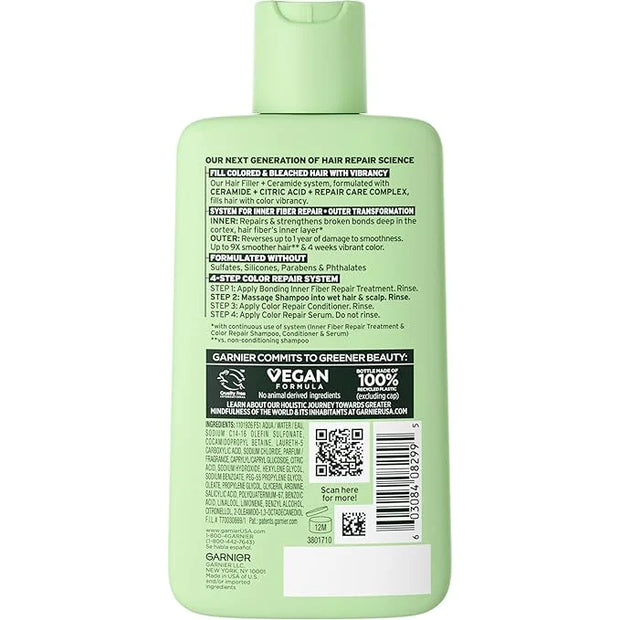 Garnier Fructis Hair Filler Color Repair Shampoo with Ceramide, Smoothing & Sulfate Free Shampoo for Colored, Bleached Hai...