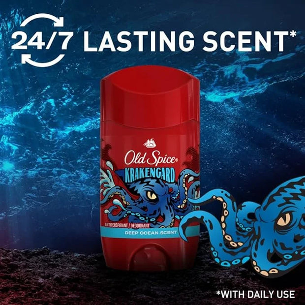 Old Spice Aluminum Free Deodorant for Men, 24/7 Odor Protection, 24/7 Freshness & Lasting Scent, Goes on Clear, Krakengard...