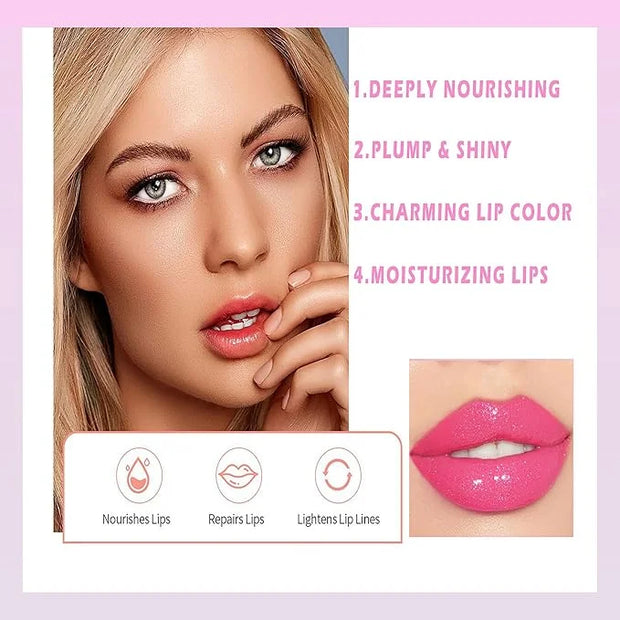 Magic Color Changing Moisturizing Lip Glow Oil - Big Brush Plumping Glimmer Lipstick, Fresh Texture, Hydrating, Non-Sticky...