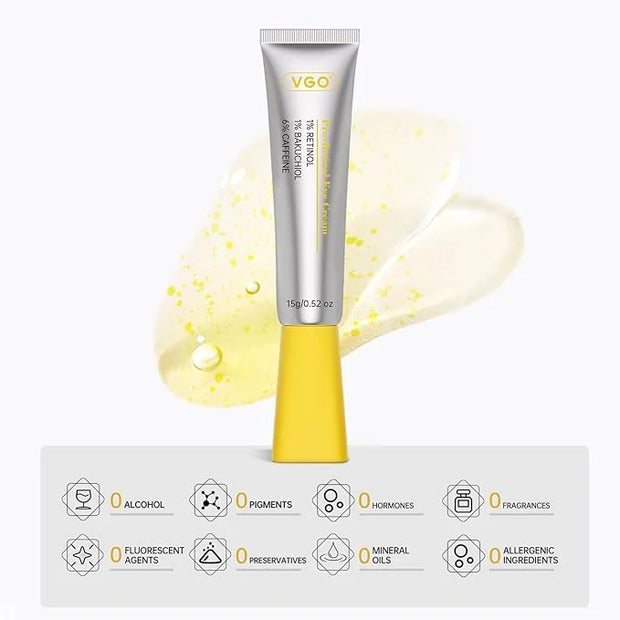 VGO Retinol Eye Cream, Anti-Aging Eye Cream for Dark Circles & Puffiness with 1% Retinol, 1% Bakuchiol & 6% Caffeine to Re...